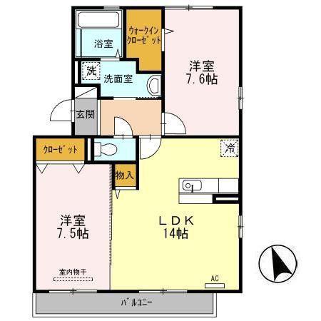 トゥレーヌ 泉中央(2LDK/3階)の間取り写真
