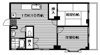 リバーサイド16(2LDK/4階)の間取り写真