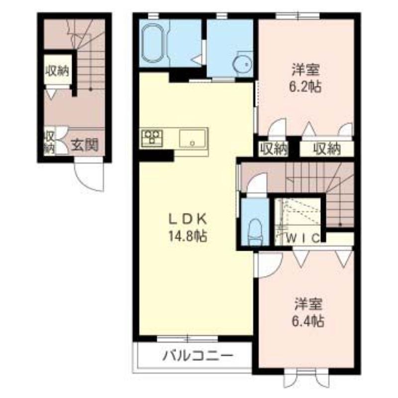 エヌ・メゾン(2LDK/2階)の間取り写真