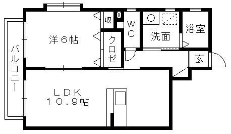 プリントスII(1LDK/1階)の間取り写真