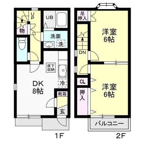 SELSIA I-B(2DK/1階)の間取り写真