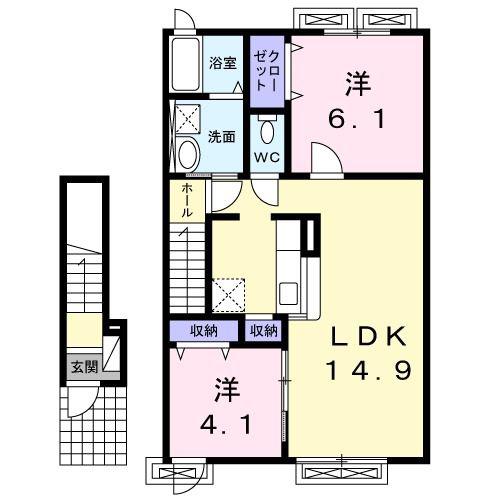 サニーフォレストI(2LDK/2階)の間取り写真