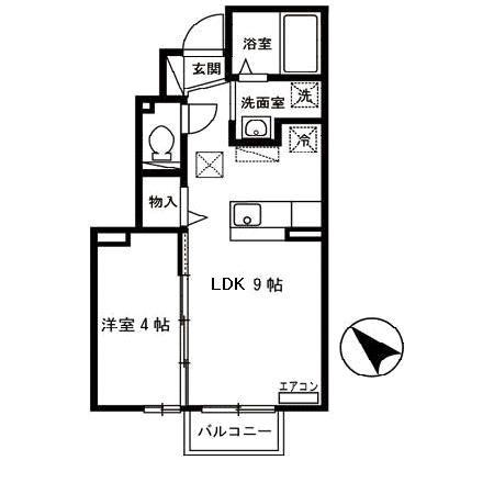 パインヒルズ(1LDK/1階)の間取り写真
