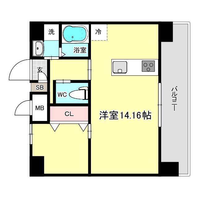 パークヒルズ天保山MOE(1K/14階)の間取り写真