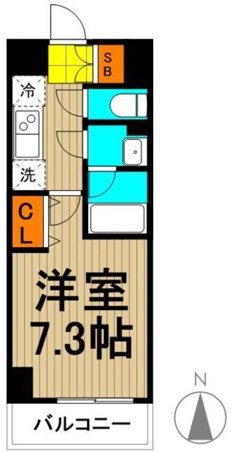 ベルフェリーク木場(1K/2階)の間取り写真