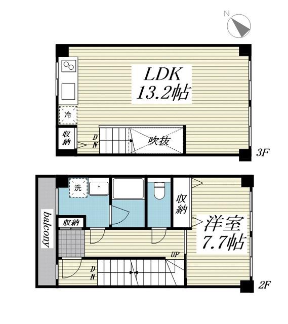 サリースマイル参番館(1LDK/2階)の間取り写真