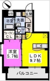 ピュア博多駅南弐番館(1LDK/2階)の間取り写真