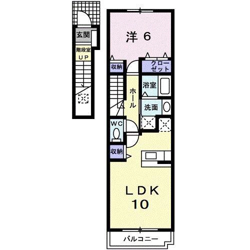 プルート稲月(1LDK/2階)の間取り写真