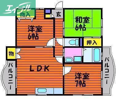 ベクトルガーデン奥田(3LDK/1階)の間取り写真