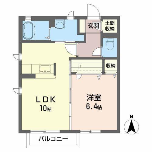 ソレーユベルテ(1LDK/2階)の間取り写真