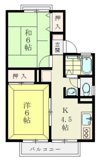 クレールメゾン(2K/2階)の間取り写真