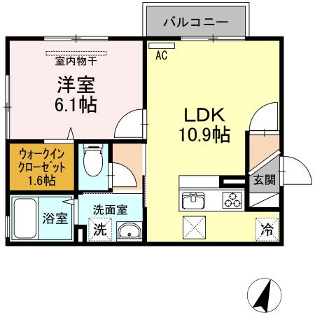 ヴィユー・フォレ(1LDK/1階)の間取り写真