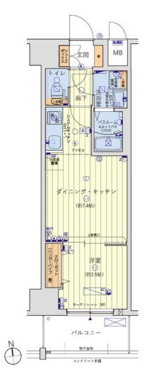レオンコンフォート新大阪ウインズ(1DK/7階)の間取り写真