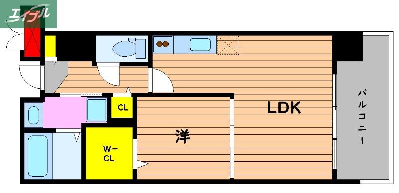 ハアラン国体町(1LDK/7階)の間取り写真