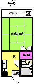 フラット野方(1K/3階)の間取り写真