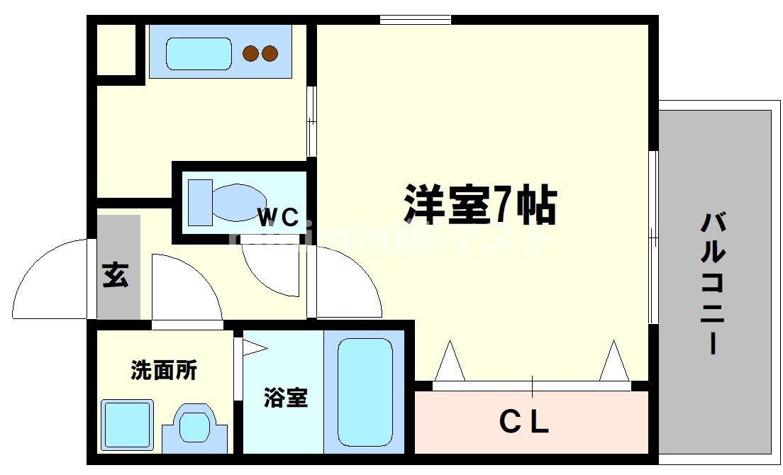 アルディア四ツ橋(1K/6階)の間取り写真