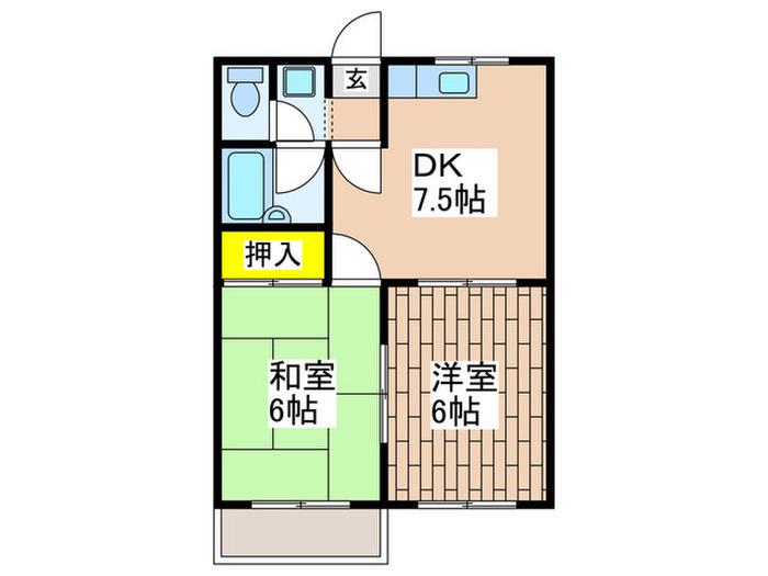 コンフォルト23(2DK/1階)の間取り写真