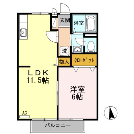 サンライフふたみII(1LDK/2階)の間取り写真