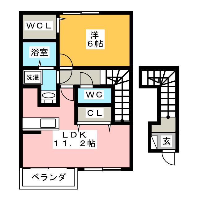 ノーススリー利平治 A棟(1LDK/2階)の間取り写真