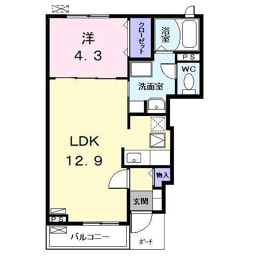 サニー ヴィラ(1LDK/1階)の間取り写真
