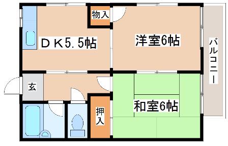 松の内コーポ(2DK/1階)の間取り写真