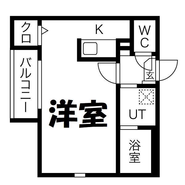 グランコンフォール米野II(ワンルーム/2階)の間取り写真