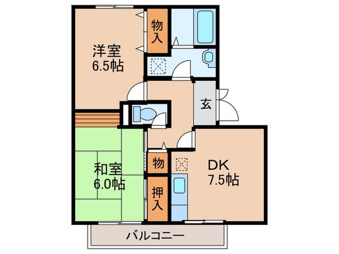 グリーンハウス新伊丹(2DK/2階)の間取り写真