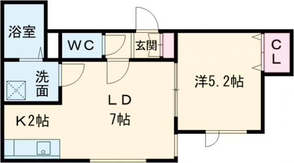 ラグドール(1LDK/2階)の間取り写真