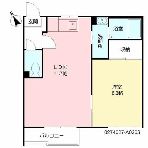 タウニィ中春日(1LDK/2階)の間取り写真