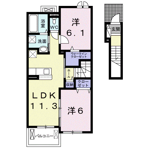 ウルビーノ II(2LDK/2階)の間取り写真