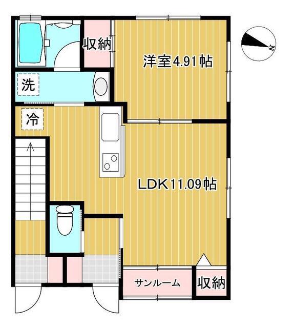 ヴィレッジ仁井田A(1LDK/1階)の間取り写真