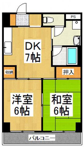 クレアモント(2DK/3階)の間取り写真