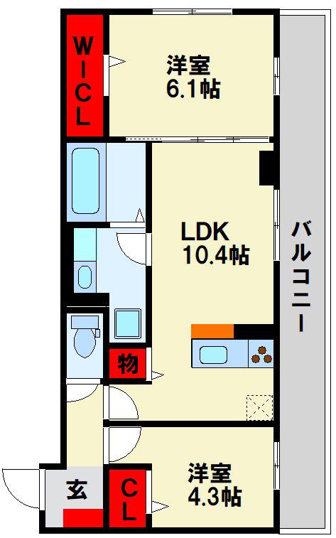 ルシオル鞘ヶ谷(2LDK/3階)の間取り写真