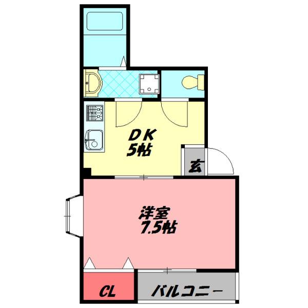 エトワール(1DK/2階)の間取り写真