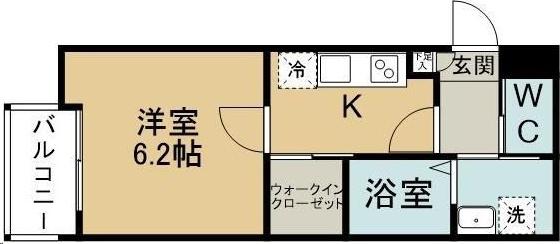 スカイハーツ河原町(1K/2階)の間取り写真