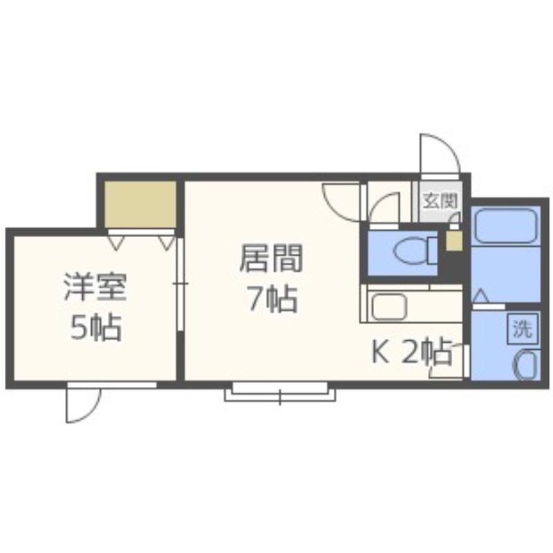 ラパス月寒(1LDK/2階)の間取り写真