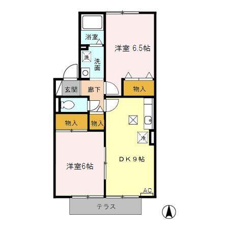 パストラルB(2DK/1階)の間取り写真