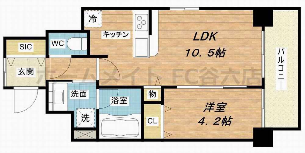 グランパシフィック田島LUXE(1LDK/1階)の間取り写真