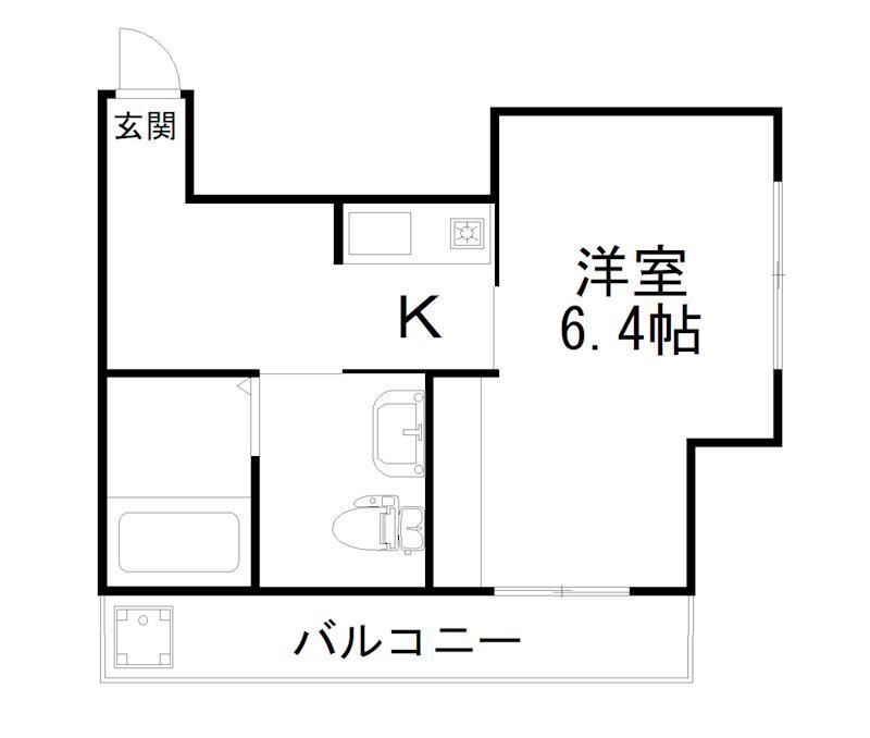 ノ・レーヴ堀川高辻(1K/1階)の間取り写真
