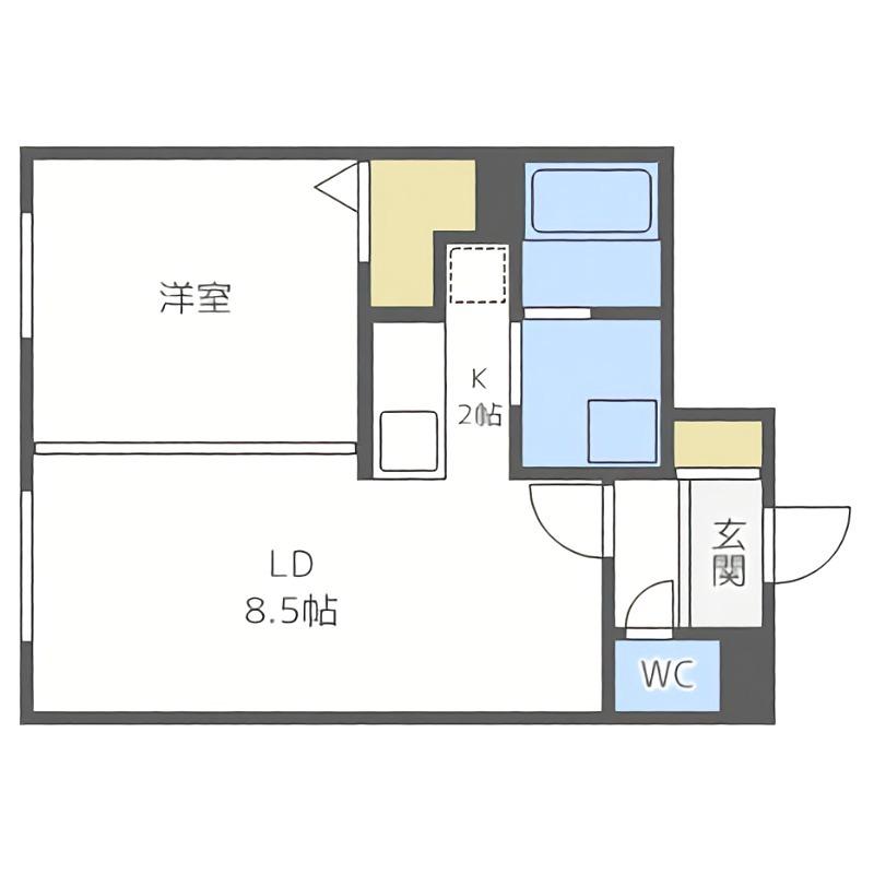 リーブル南円山(1LDK/3階)の間取り写真