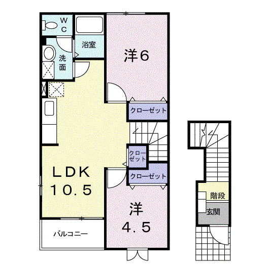 エトワールヒルズII(2LDK/2階)の間取り写真