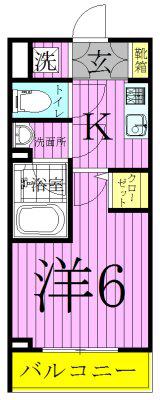 RISING PLACE綾瀬(1K/2階)の間取り写真