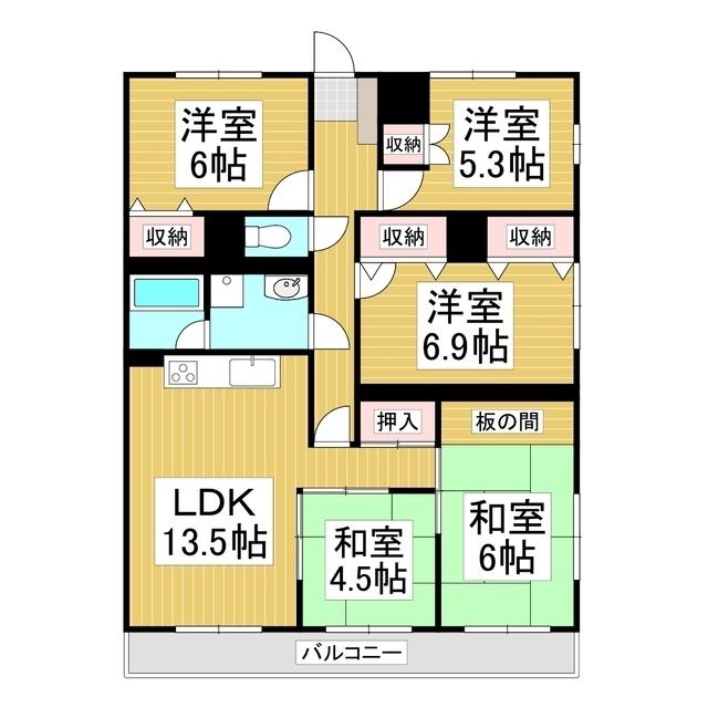 ハイム八ヶ岳(5LDK/2階)の間取り写真