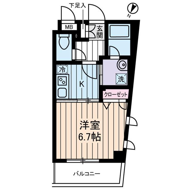 クオーレ西新宿(1K/1階)の間取り写真