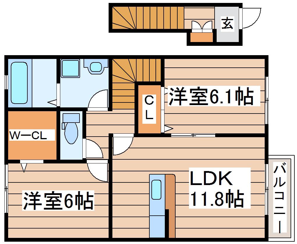 アサンテ サーナ(2LDK/2階)の間取り写真
