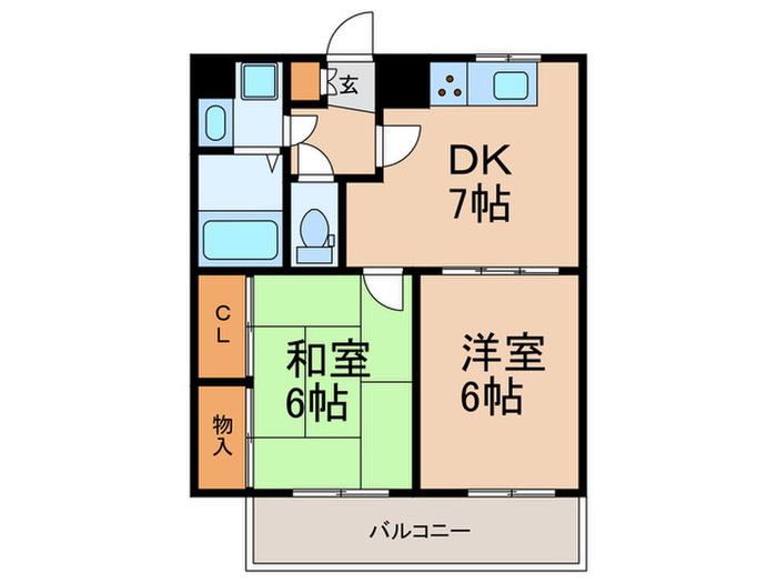 ヴォルフスガルテン護国寺(2DK/4階)の間取り写真