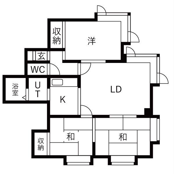 フロスティ東苗穂C棟(3LDK/1階)の間取り写真