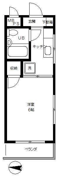 フラワーハイツ(1K/3階)の間取り写真