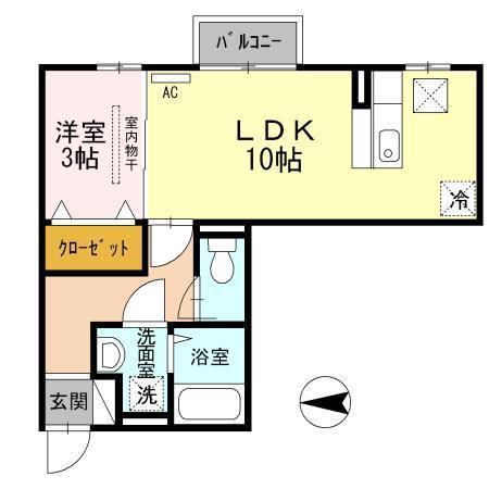 マリオン(1LDK/1階)の間取り写真