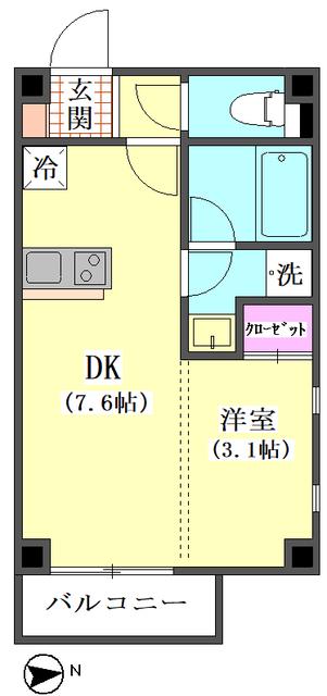 GRAND LAVA(1DK/1階)の間取り写真